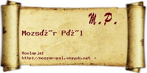 Mozsár Pál névjegykártya